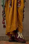 Buy_Aseem Kapoor_Yellow Jacket Sheer Silk Embroidered Lace Open Tribal Tassel Veni Dupatta _Online_at_Aza_Fashions