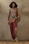 Buy_Aseem Kapoor_Multi Color Kurta Sheer Silk And Natural Crepe Mariyam & Draped Trouser Set _at_Aza_Fashions