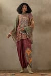 Buy_Aseem Kapoor_Multi Color Kurta Sheer Silk And Natural Crepe Mariyam & Draped Trouser Set _Online_at_Aza_Fashions