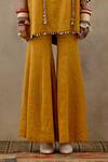 Buy_Aseem Kapoor_Yellow Crushed Silk Embroidered Resham Round Mitra Kurta And Trouser Set _Online_at_Aza_Fashions