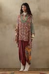 Buy_Aseem Kapoor_Pink Natural Crepe Printed Collared Atri Shirt _Online_at_Aza_Fashions