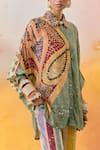 Shop_Aseem Kapoor_Green Natural Crepe Printed Collared Mandala Trapeze Shirt _Online_at_Aza_Fashions