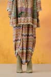 Buy_Aseem Kapoor_Multi Color Natural Crepe Embroidered Resham Round Afghan Tunic And Trouser Set _Online_at_Aza_Fashions