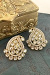 Shop_Saga Jewels_Gold Plated Kundan Paisley Studs _at_Aza_Fashions