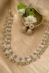 Buy_Saga Jewels_Gold Plated Pearl Temple Necklace Set _at_Aza_Fashions