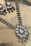 Saga Jewels_Silver Plated Polki Antique Necklace Set _Online_at_Aza_Fashions