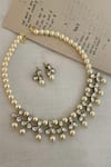 Buy_Saga Jewels_Gold Plated Polki Pearl String Necklace Set _at_Aza_Fashions