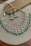 Buy_Saga Jewels_Green Polki Amaira Emerald Embellished Necklace Set _at_Aza_Fashions