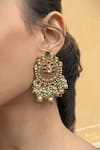 Shop_Saga Jewels_Gold Plated Kundan Rajwadi Carved Earrings _at_Aza_Fashions