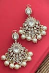 Buy_Saga Jewels_Gold Plated Moissanite Polki Embellished Earrings _at_Aza_Fashions