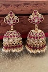 Buy_Saga Jewels_Gold Plated Jadau Polki Embellished Jhumkas _at_Aza_Fashions