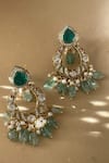 Buy_Saga Jewels_Gold Plated Polki Emerald Doublet Stone Embellished Earrings _at_Aza_Fashions