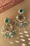 Shop_Saga Jewels_Gold Plated Polki Emerald Doublet Stone Embellished Earrings _at_Aza_Fashions