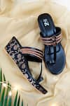 Buy_The Madras Trunk_Black Haiku Brocade Kolhapuri Wedges _at_Aza_Fashions