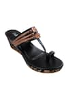 The Madras Trunk_Black Haiku Brocade Kolhapuri Wedges _Online_at_Aza_Fashions