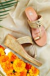 Buy_The Madras Trunk_Gold Haiku Flora Brocade Kolhapuri Wedges _at_Aza_Fashions