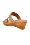 The Madras Trunk_Gold Haiku Flora Brocade Kolhapuri Wedges _at_Aza_Fashions