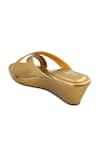 The Madras Trunk_Gold Cutdana Nile Criss Cross Strap Wedges _at_Aza_Fashions