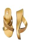 Buy_The Madras Trunk_Gold Cutdana Nile Criss Cross Strap Wedges 