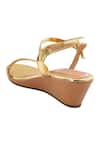 The Madras Trunk_Gold Cutdana Venus Embellished Sandal Wedges _at_Aza_Fashions