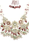 Shop_Dugran By Dugristyle_Red Makhmal Haar Necklace _Online_at_Aza_Fashions