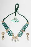 Dugran By Dugristyle Green Pearls, Fabric Flowers Jaadui Noor Necklace Set Online at Aza Fashions Dugran By Dugristyle_Green Pearls, Fabric Flowers Jaadui Noor Necklace Set _Online_at_Aza_Fashions