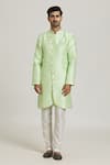 Samyukta Singhania_Green Sherwani Banarasi Jacquard Woven Floral With Pant _Online_at_Aza_Fashions