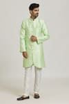 Buy_Samyukta Singhania_Green Sherwani Banarasi Jacquard Woven Floral With Pant _Online_at_Aza_Fashions