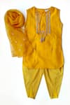 Buy_Taramira_Yellow Cotton Silk Woven Bullian Bloom Motif Kurta Dhoti Pant Set _at_Aza_Fashions