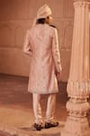 Shop_Contrast By Parth_Brown Raw Silk Embroidery Zardozi Izaar Sherwani Set _at_Aza_Fashions