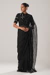 Buy_ATBW_Black Silk Organza Dori Work Detailed Saree _at_Aza_Fashions