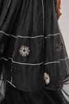 Buy_ATBW_Black Silk Organza Embellished 3d Flower Layered Long Skirt 