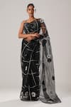 Buy_ATBW_Black Silk Organza Embellished 3d Flower Detailed Saree _at_Aza_Fashions