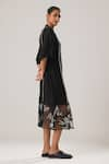 Buy_ATBW_Black Raw Silk Satin Patch Tulip Bloom High Neck Sheer Hem Midi Dress _Online_at_Aza_Fashions