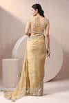 Chaashni by Maansi and Ketan_Yellow Pure Organza Embellished Pearl Leaf Hem Saree With Blouse _Online_at_Aza_Fashions