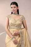 Shop_Chaashni by Maansi and Ketan_Yellow Pure Organza Embellished Pearl Leaf Hem Saree With Blouse _Online_at_Aza_Fashions