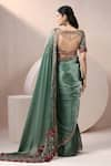 Chaashni by Maansi and Ketan_Green Organza Embroidered Resham Plunge Hem Saree With Blouse _Online_at_Aza_Fashions