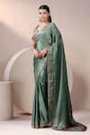 Buy_Chaashni by Maansi and Ketan_Green Organza Embroidered Resham Plunge Hem Saree With Blouse _Online_at_Aza_Fashions