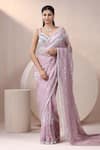 Buy_Chaashni by Maansi and Ketan_Purple Pure Organza Embroidered Cutdana Sweetheart Saree With Blouse _at_Aza_Fashions