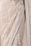 Buy_Chaashni by Maansi and Ketan_Beige Net Embroidered Pearl Sweetheart Saree With Blouse _Online_at_Aza_Fashions