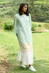 Buy_MANTRA_Green Kerala Handloom Print Stripe Round Button Down Dress _Online_at_Aza_Fashions