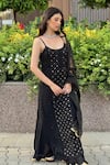 Buy_LABEL AISHWARYRIKA_Black Georgette Embroidery Chikankari Scoop Neck Kurta Set _at_Aza_Fashions