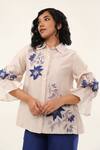 Shop_ORIGANI_Off White Chanderi Silk Lining Cotton Embroidery Applique Shirt With Pant _at_Aza_Fashions