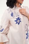 ORIGANI_Off White Chanderi Silk Lining Cotton Embroidery Applique Shirt With Pant _at_Aza_Fashions