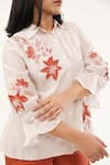 Shop_ORIGANI_Off White Chanderi Silk Lining Cotton Blossom Applique Shirt With Pant _Online_at_Aza_Fashions