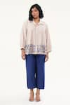 Buy_ORIGANI_Off White Chanderi Silk Lining Cotton Pintucked Yoke Shirt With Pant _Online_at_Aza_Fashions