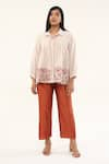 Buy_ORIGANI_Off White Chanderi Silk Lining Cotton Pintucked Yoke Shirt With Pant _Online_at_Aza_Fashions