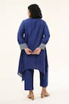 ORIGANI_Blue Chanderi Silk Lining Cotton Applique And Thread Asymmetric Kurta With Pant _Online_at_Aza_Fashions