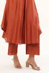 Buy_ORIGANI_Orange Chanderi Silk Lining Cotton Applique Bloom Asymmetric Kurta With Pant _Online_at_Aza_Fashions