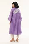 Shop_ORIGANI_Purple Chanderi Silk Lining Cotton Applique Phool High Low Kurta With Pant _at_Aza_Fashions